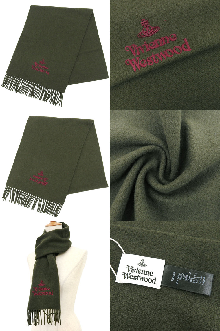 ヴィヴィアンウエストウッド カシミア100% ストール マフラー グリーン Vivienne Westwood（ヴィヴィアンウエストウッド） ヴィヴィアン