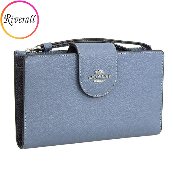 コーチ 財布 レディース 長財布 アウトレット 折財布 レザー ブルー XGRN TECH WALLET C2869SVIN COACH :c2869svin:Riverall(リヴェラール)