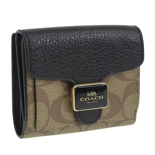 コーチ COACH 二つ折り 財布 財布 レザー カーキ  ブラック マルチ レディース メンズ ユニセックス c7805
