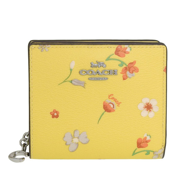 COACH コーチ 折り財布 イエロー 黄色 花柄 フラワー 二つ折り財布 thp 