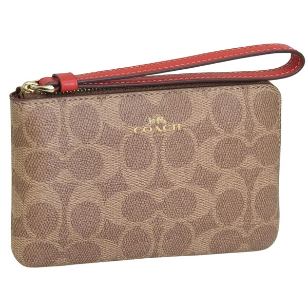 コーチ レディース ポーチ 小物入れ アウトレット PVC ブラウン CRN ZIP SIG CAQ75IMYGS COACH
