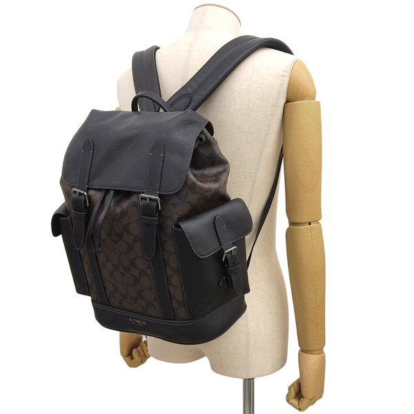 値下】コーチ ハドソン バックパック シグネチャー ストライプ ブラウン