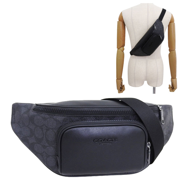 コーチ バッグ メンズ ボディバッグ アウトレット ブラック レーサー スモール ベルト バッグ シグネチャー キャンバス RACER SM BB SIG CBF77QBMI5 COACH