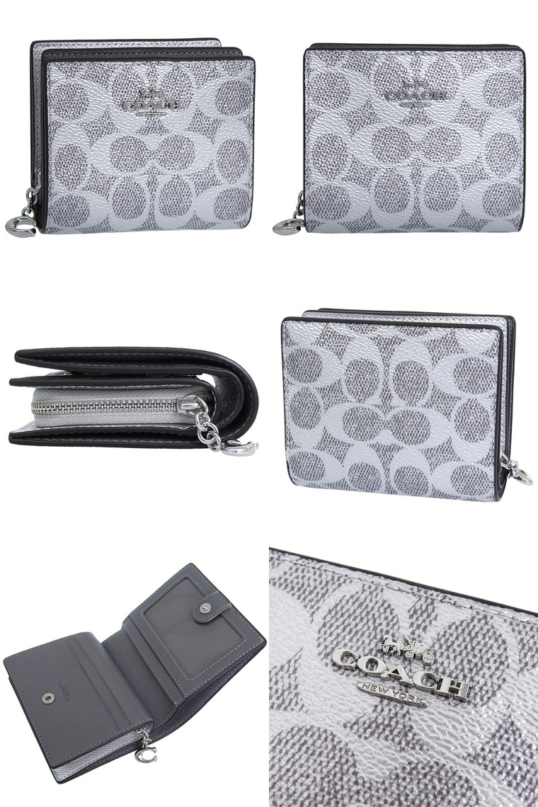 美品　コーチ　coach 折り財布　シグネチャー　PVC グレー コーチ COACH 折財布 シグネチャー PVC 小銭入付 CR428【FITHOUSE