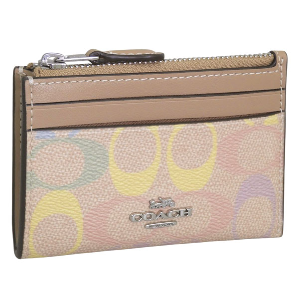 コーチ カードケース レディース アウトレット コインケース 小銭入れ パスケース 定期入れ ベージュマルチ シグネチャー MN ID CC RNBW SIG CDF92SVSAS COACH