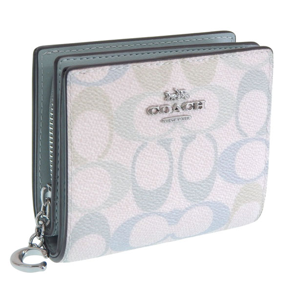 コーチ 財布 レディース 2つ折り 折財布 コンパクト アウトレット PVC チョークブルー SNAP WLT SIG FLRL CEC37SVYUA COACH