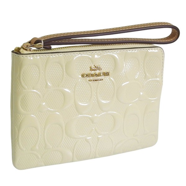未使用級✨レア コーチ チェーン アクセサリーポーチ レザー×パテントレザー COACH（コーチ） レディース ポーチ アウトレット パテントレザー