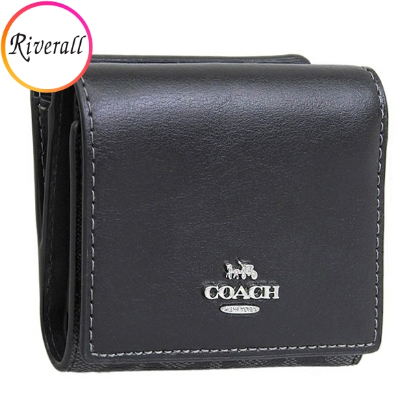 コーチ 財布 レディース 三つ折り財布 アウトレット ブラック シグネチャー MICRO WALLET CM761SVTSQ COACH｜riverall