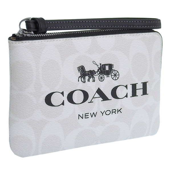 コーチ 小物 レディース ポーチ アウトレット ホワイトマルチ コーナー ジップ リストレット シグネチャー CORNER ZIP WRISTLET CP437SVCAH COACH｜riverall