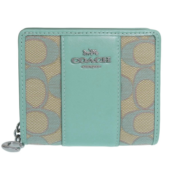 COACH 二つ折り財布 ライトブルー 並行輸入品:アウトレット品 COACH（コーチ） 財布 レディース 2つ折り 折財布 コンパクト