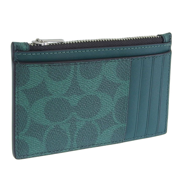 コーチ カードケース コインケース 小銭入れ レディース アウトレット PVC レザー グリーン ZIP CARD CS SIG CV764SVE0 COACH