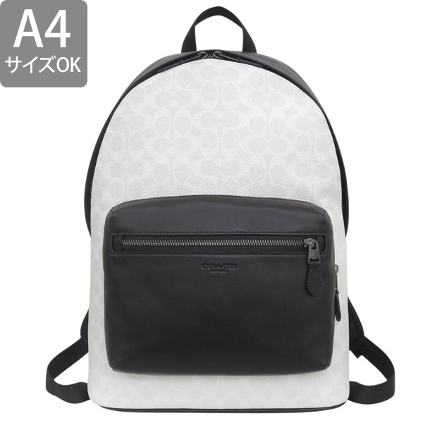 A4可 美品 コーチ PVC リュック シグネチャー ロゴ型押し ファスナー 黒 COACH（コーチ） バッグ メンズ リュック リュックサック バックパック