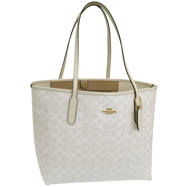 コーチ バッグ レディース トートバッグ アウトレット ホワイト シティトートバッグ シグネチャー キャンバス SIG CITY TOTE CV976IMXU5 COACH A4対応