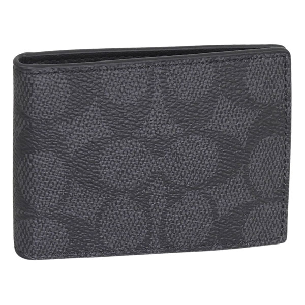 コーチ カードケース メンズ アウトレット パスケース 定期入れ PVC ブラック COMPACT BILLFOLD SIG CW368MI5 COACH