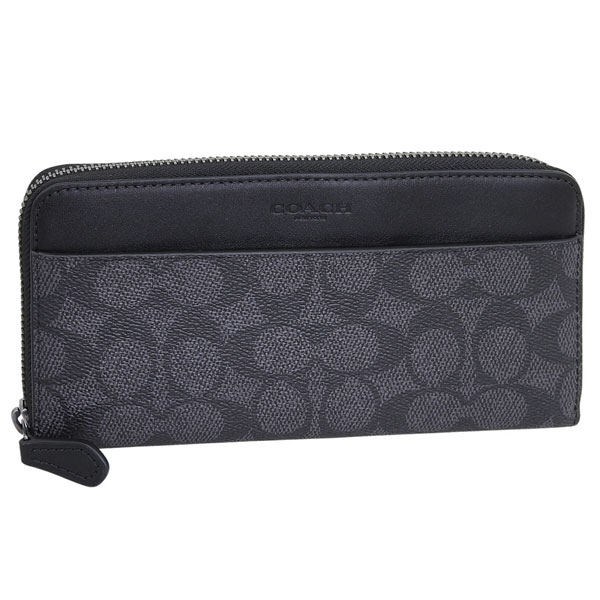 コーチ 財布 メンズ 長財布 アウトレット ブラック アコーディオン ウォレット シグネチャー キャンバス ACCRDN SIGNATURE CY405QBMI5 COACH