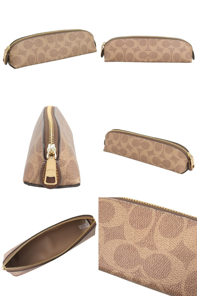 新品 COACH コーチ ペンケース シグネチャー ベージュ ブラウン ペンシル COACH コーチ ペンケース 筆箱 メンズ レディース ブラウン