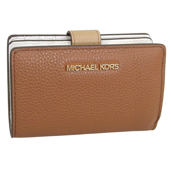 【新品、未使用品】かわいい マイケルコース 2つ折り財布　ホワイトブラウン MICHAEL KORS（マイケルコース） 財布 レディース 2つ折り 折財布