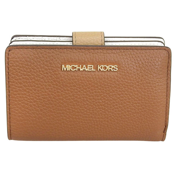 【新品、未使用品】かわいい マイケルコース 2つ折り財布　ホワイトブラウン MICHAEL KORS（マイケルコース） 財布 レディース 2つ折り 折財布