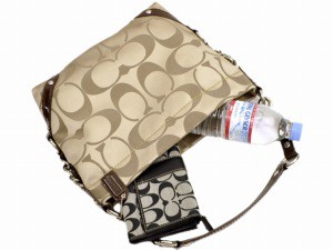 Coach 15250 24cm Signature Sateen Carly Hand Bag Purse KHAKI Mahogany 