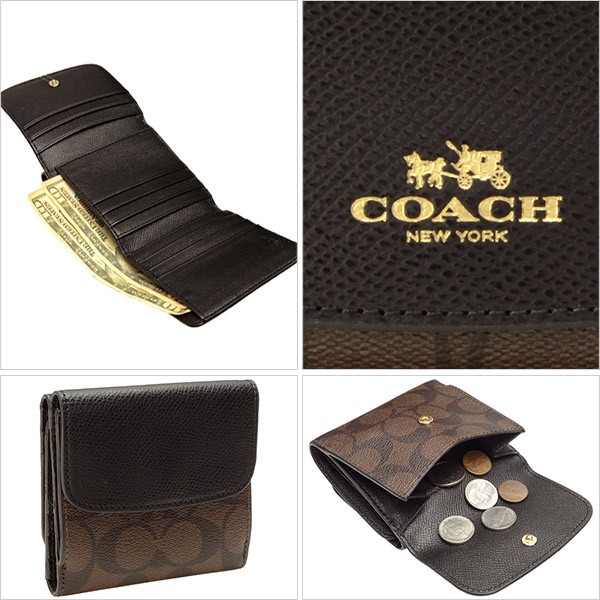 コーチ COACH 折り財布 ウィン スモール ウォレット バイカラー 新品 COACH コーチ 財布 レザー バイカラー シグネチャー 二つ折り