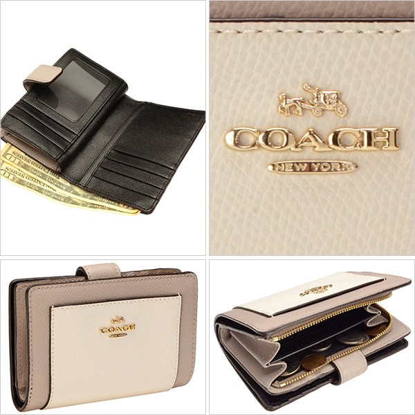 COACH コーチ 財布 二つ折り財布 L字ファスナー バイカラー 新作