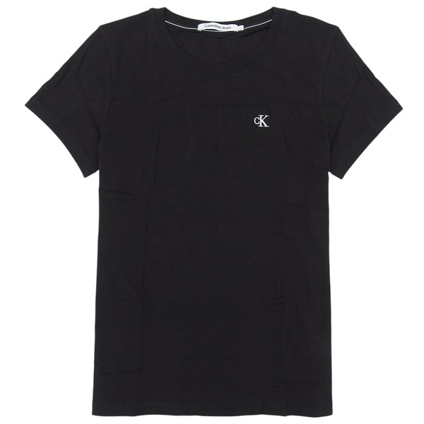 カルバンクライン Tシャツ クルーネック 半袖 レディース XS コットン ワンポイント ブラック J20J212883BKXS Calvin Klein Jeans Slim Cotton T-shirt