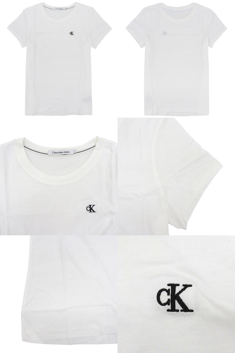 カルバンクライン Tシャツ クルーネック 半袖 レディース コットン ワンポイント J20J212883   Jeans Slim Cotton T shirt Calvin Klein カルバンクライン Tシャツ クルーネック 半袖