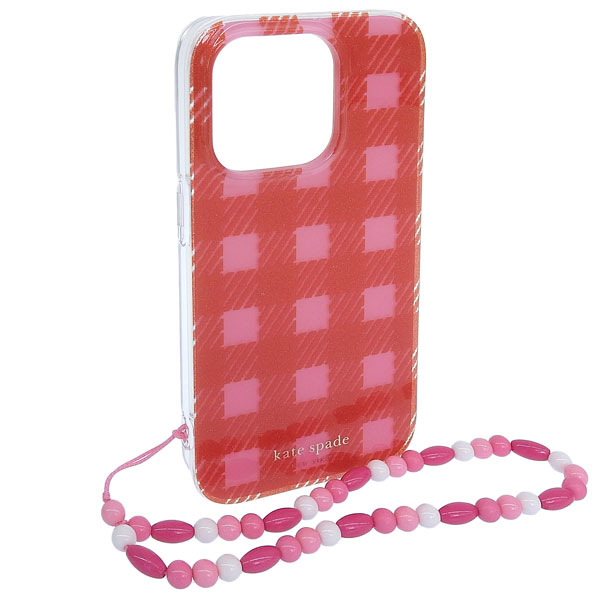 ケイトスペード スマホケース レディース iPhone 14 PRO ストラップ付き レッドピンク KC363 650 kate spade