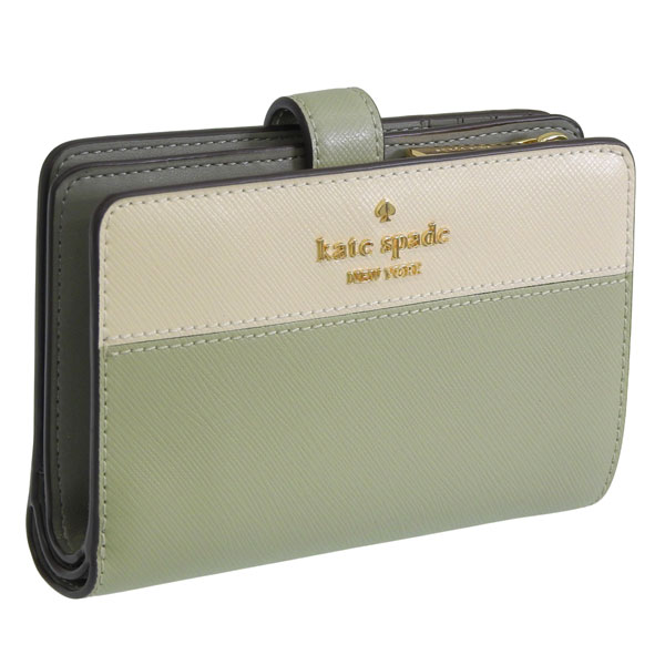 ケイトスペード 財布 レディース 2つ折り 折財布 コンパクト アウトレット レザー グリーン madison madison colorblock saffiano le KC511 300 kate spade