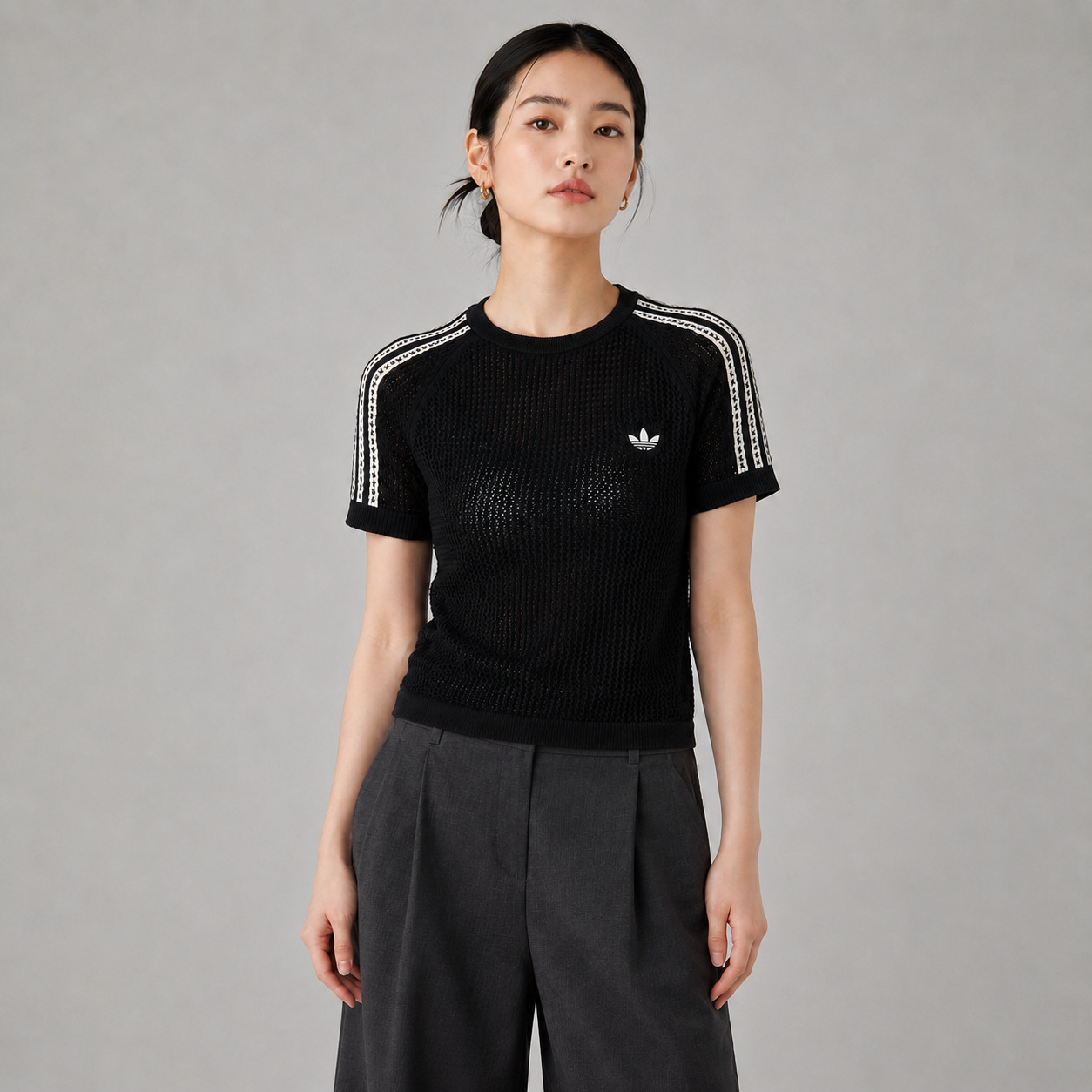 【並行輸入品】 韓国直送 アディダス オリジナルス 半袖 Tシャツ レディース ニット クロシェ カリ ティー KE0200 KC6481 adidas Originals 特価 | adidas Originals | 09