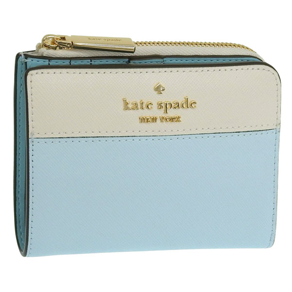 ケイトスペード 財布 レディース 二つ折り財布 アウトレット レザー ブルー×ホワイト MADISON SM LZIP WAL KH616-403 KATE SPADE
