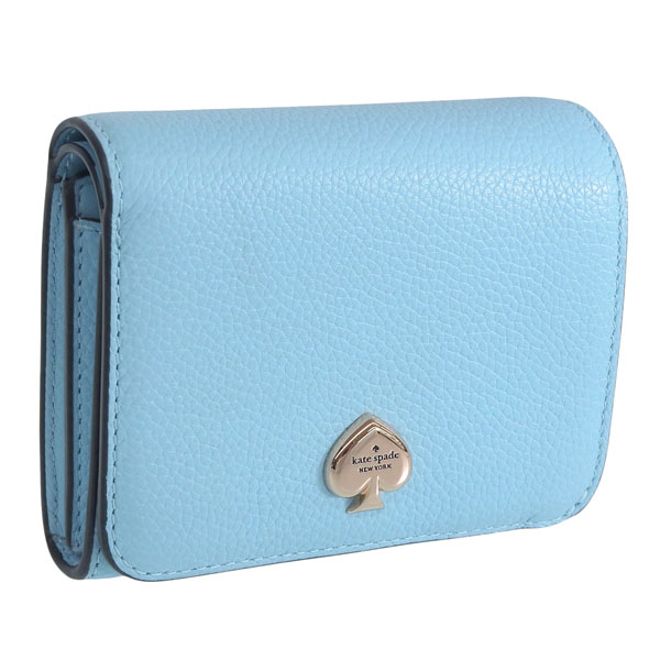 ケイトスペード 財布 レディース 2つ折り 折財布 コンパクト アウトレット レザー ブルー KAYLA PEBBLED LEATHER SMALL L KK056 404 kate spade