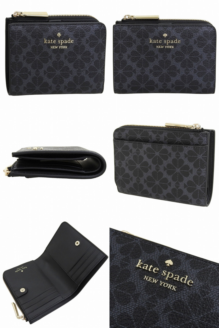 【新品】kate spade 折財布　二つ折り財布 WLRU4940 ブラック kate spade NEW YORK（ケイト・スペード ニューヨーク） ケイト