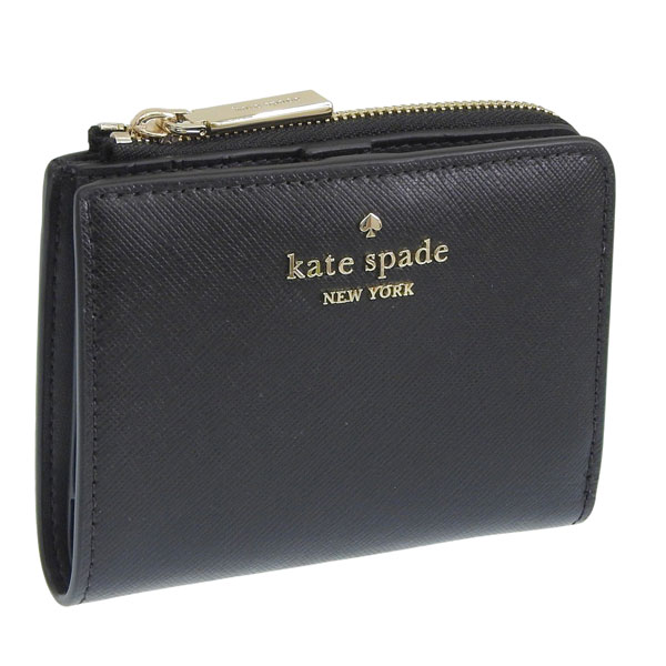 ケイトスペード 財布 レディース 2つ折り 折財布 コンパクト アウトレット レザー ブラック sm lzip wallets KN767 001 kate spade