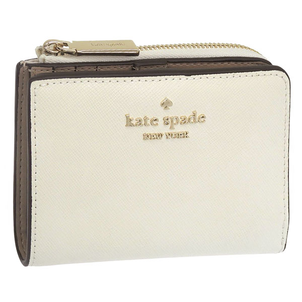 ケイトスペード 財布 レディース 2つ折り 折財布 コンパクト アウトレット レザー ホワイト WALLETS SM LZIP WAL KN767 100 kate spade