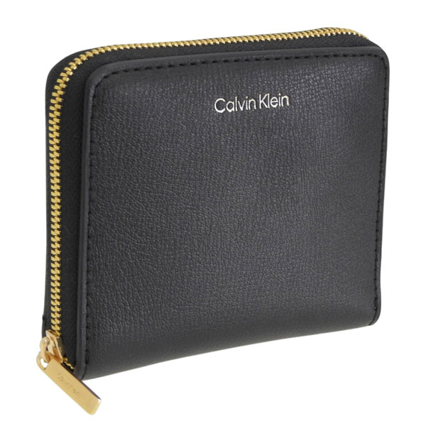 カルバンクライン 財布 レディース 二つ折り財布 ブラック FOIL LOGO SQUARE ZIP AROUND LV04F1120G-BKCN CALVIN KLEIN