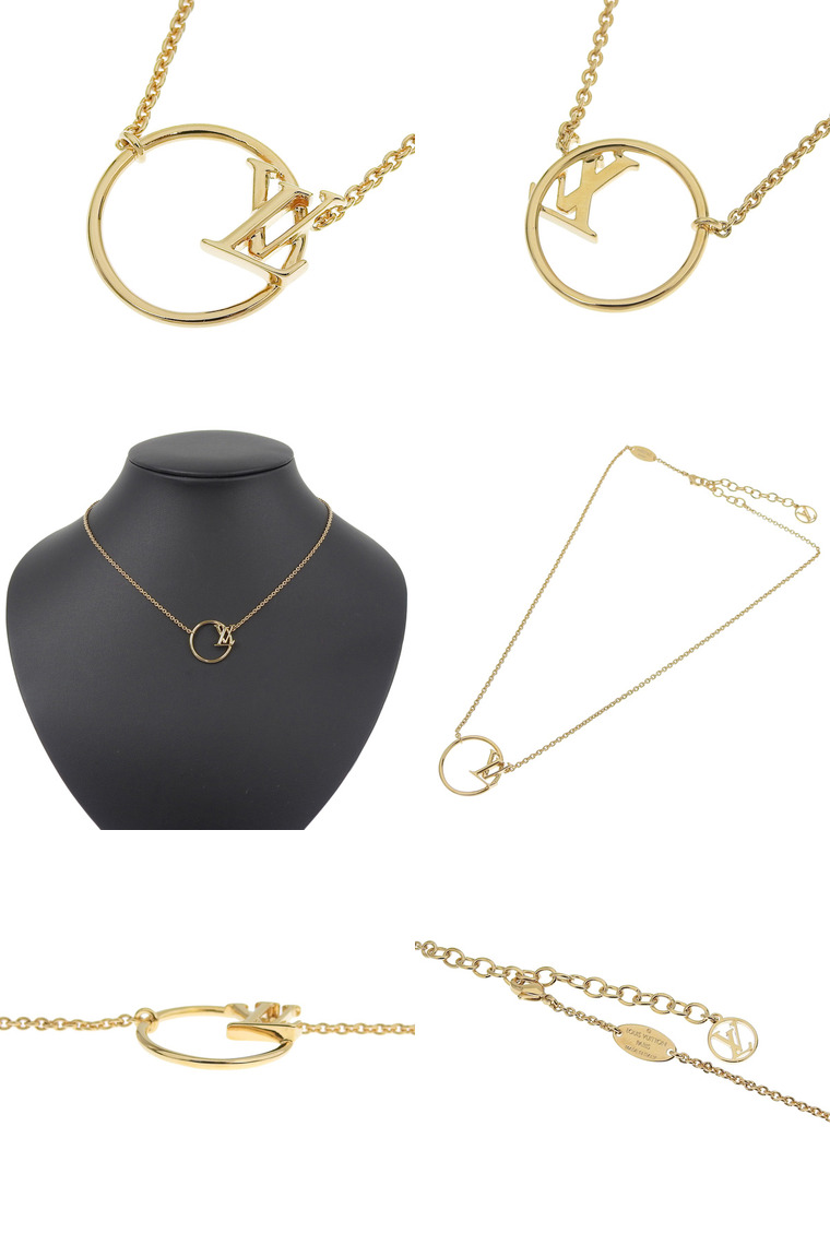 Louis Vuitton M00762 LV Eclipse Necklace, Gold, One Size