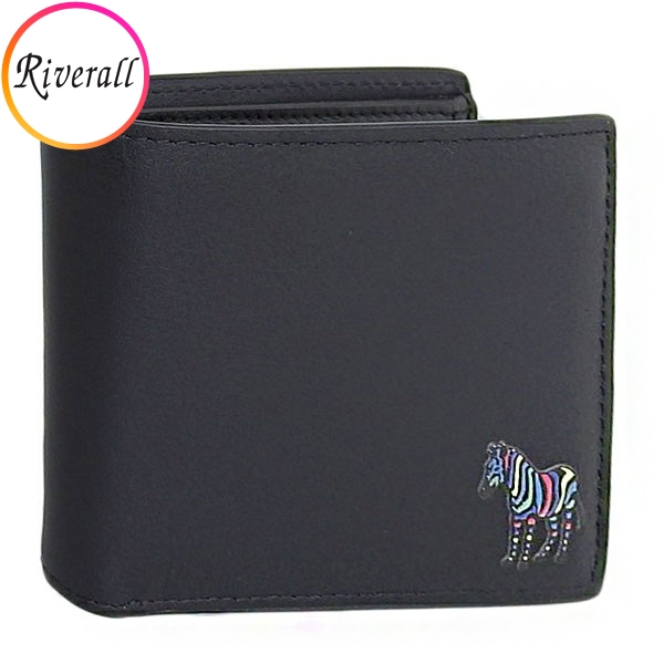 ポールスミス 財布 メンズ 二つ折り財布 レザー ブラック ゼブラ WALLET BILFOLD AND COIN M2A6078-MZEBRA-79 PAUL SMITH｜riverall