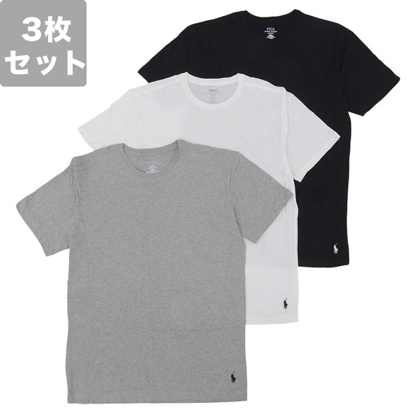 ラルフローレン Tシャツ 3枚組 メンズ 半袖 M ホワイト ブラック グレー 3 SLIM FIT NSCNP3A729M RALPH LAUREN