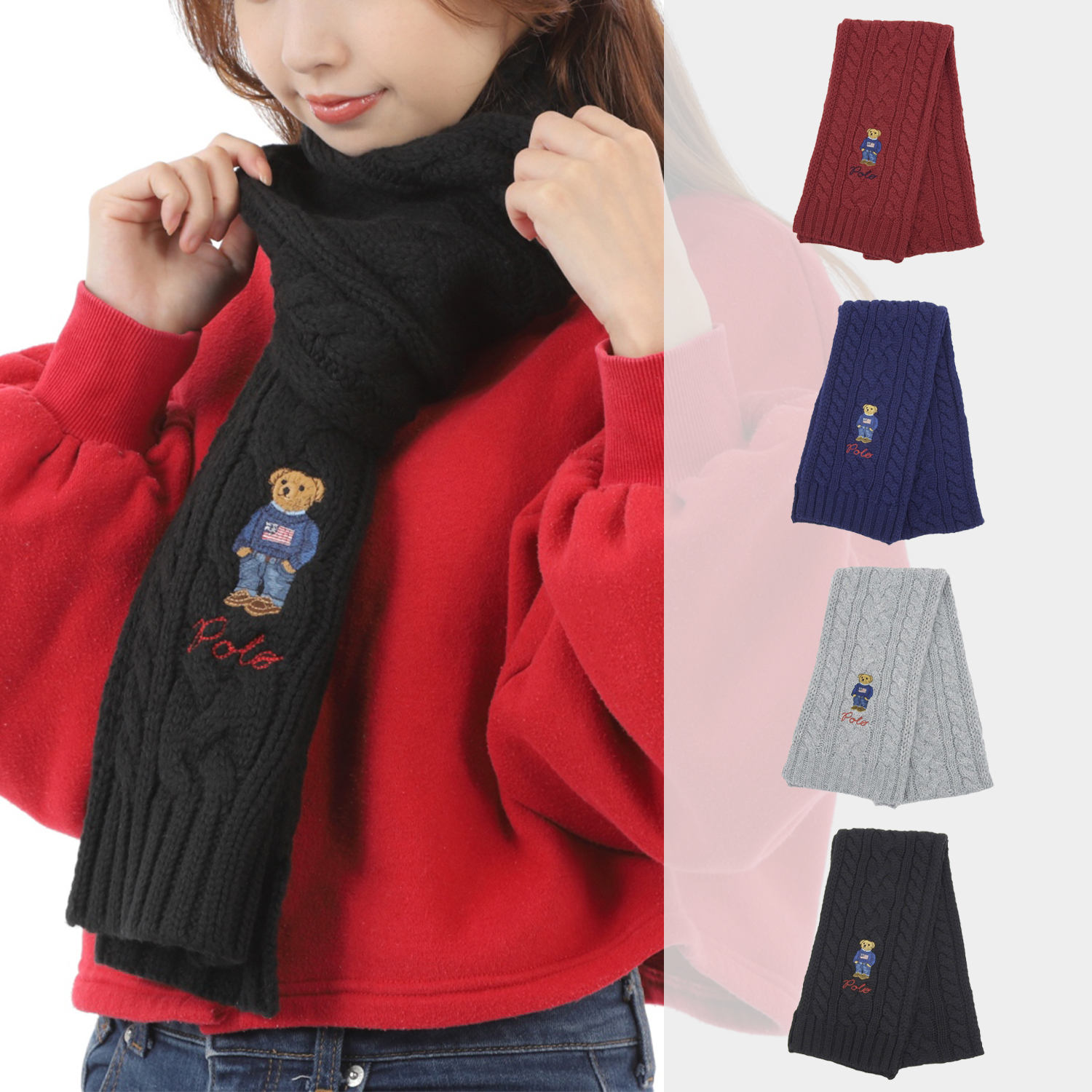 ポロ ラルフローレン マフラー ストール メンズ レディース レッド PC1036 Polo Ralph Lauren