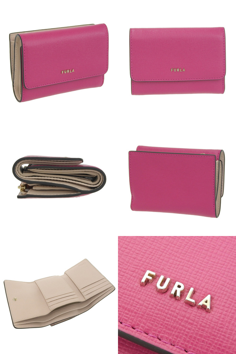 箱と保存袋と冊子つき□フルラ FURLA Wホック 財布 ピンク 鳥 限定品 ...