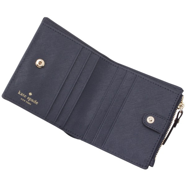 【新品】kate spade　 二つ折り長財布 リップ　ネイビー柄 kate spade NEW YORK ケイトスペード KATE SPADE 財布 二つ折り