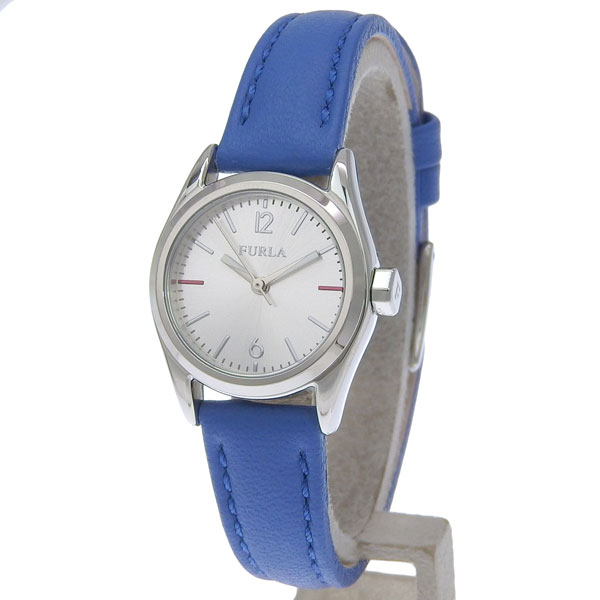 フルラ 腕時計 レディース SSレザー ブルー EVA 25mm 3H SILVER DIAL R4251101506 FURLA