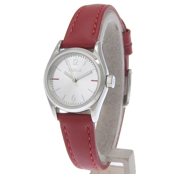 フルラ 腕時計 レディース SSレザー レッド EVA 25mm 3H SILVER DIAL R4251101507 FURLA