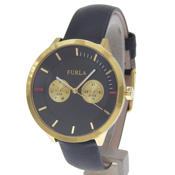 フルラ 腕時計 レディース SSレザー ブラック メトロポリス METROPOLIS 38mm MULT BLACK DIAL R4251102501 FURLA