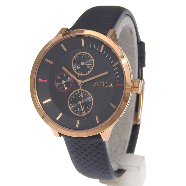 フルラ 腕時計 レディース SSレザー ブラック メトロポリス METROPOLIS 38mm 6H BLACK DIAL R4251102527 FURLA