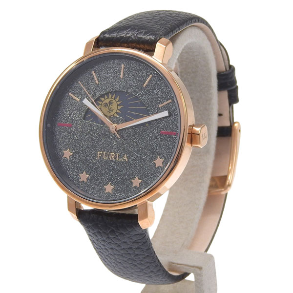 フルラ 腕時計 レディース GPレザー ブラック FURLA REA 38mm 3Ｈ BLACK DIAL BL R4251118501