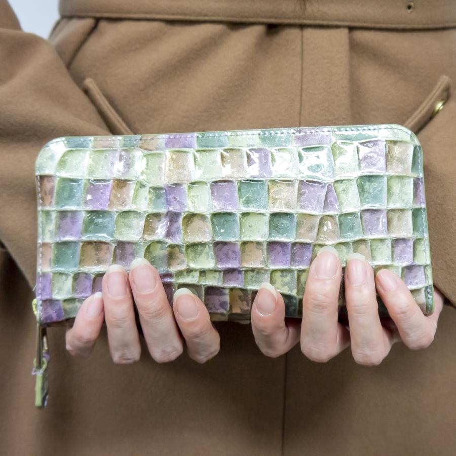 5%ポイント還元5日限定 2023年1月1日0時販売開始 長財布 レディース ステンドグラス 大容量 ラウンドファスナー リンレ RINRE コインスルー