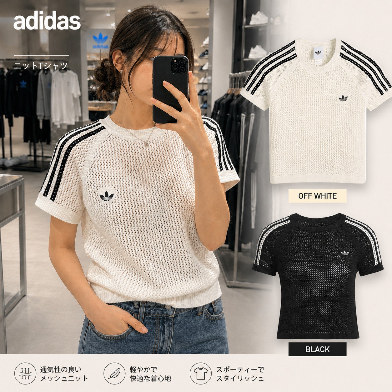 【並行輸入品】 韓国直送 アディダス オリジナルス 半袖 Tシャツ レディース ニット クロシェ カリ ティー KE0200 KC6481 adidas Originals 特価 | adidas Originals