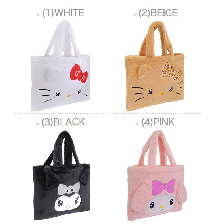 サンリオ キティ クロミ マイメロディ バッグ レディース トートバッグ フェイクファー ホワイト ダイカットファートート SANRIO A4対応 | sanrio | 01